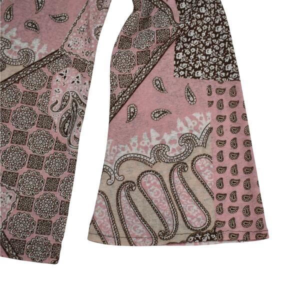 Y2K vintage paisley patchwork pink/brown blouse shirt top Junior's fit large - Picture 5 of 9
